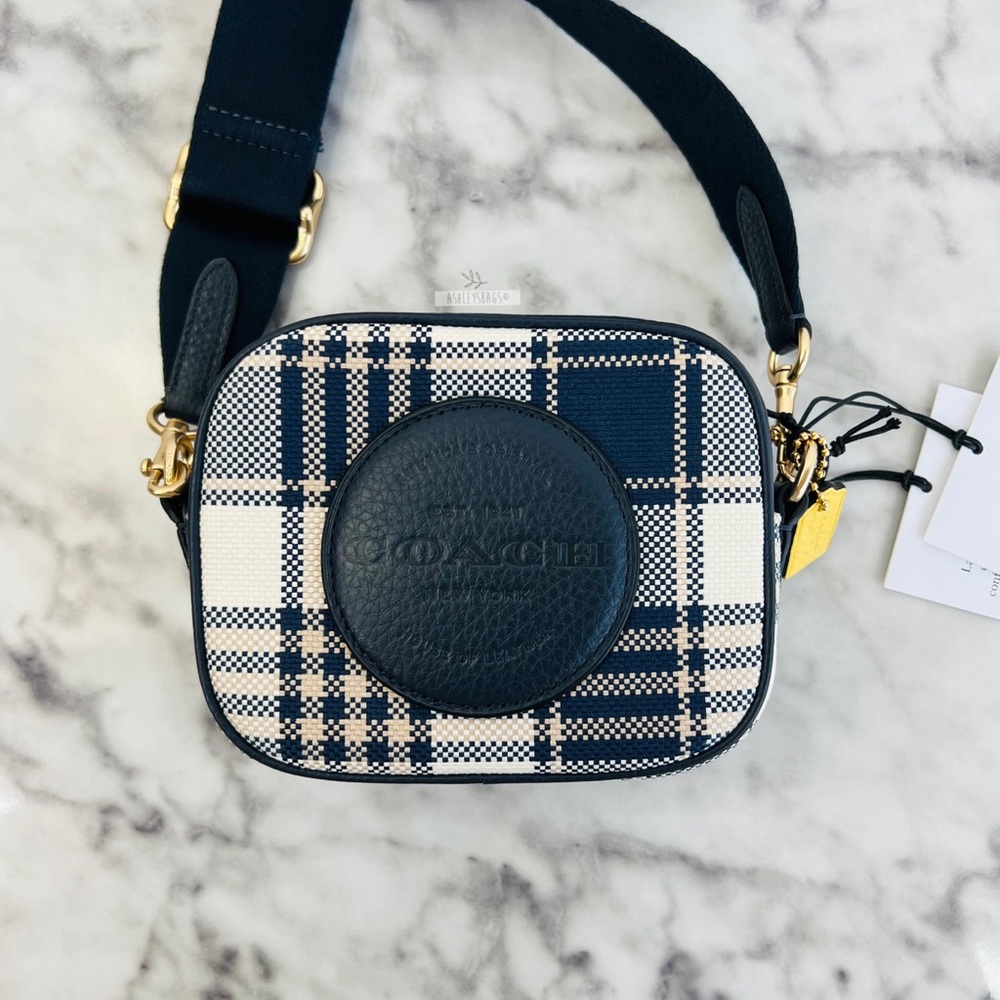 Coach Plaid Mini Dempsey Camera Bag In Signature Jacquard With Coach Patch - Picture 2 of 10